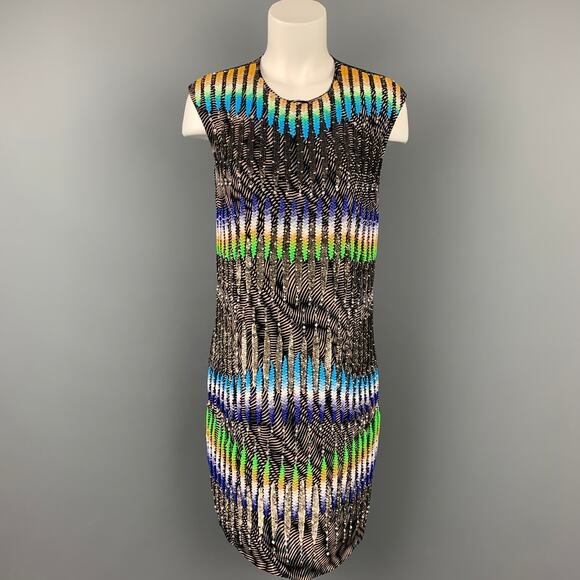 PETER PILOTTO Size 6 Multi-Color Sequined Beaded Silk Shift Dress - Picture 1 of 1